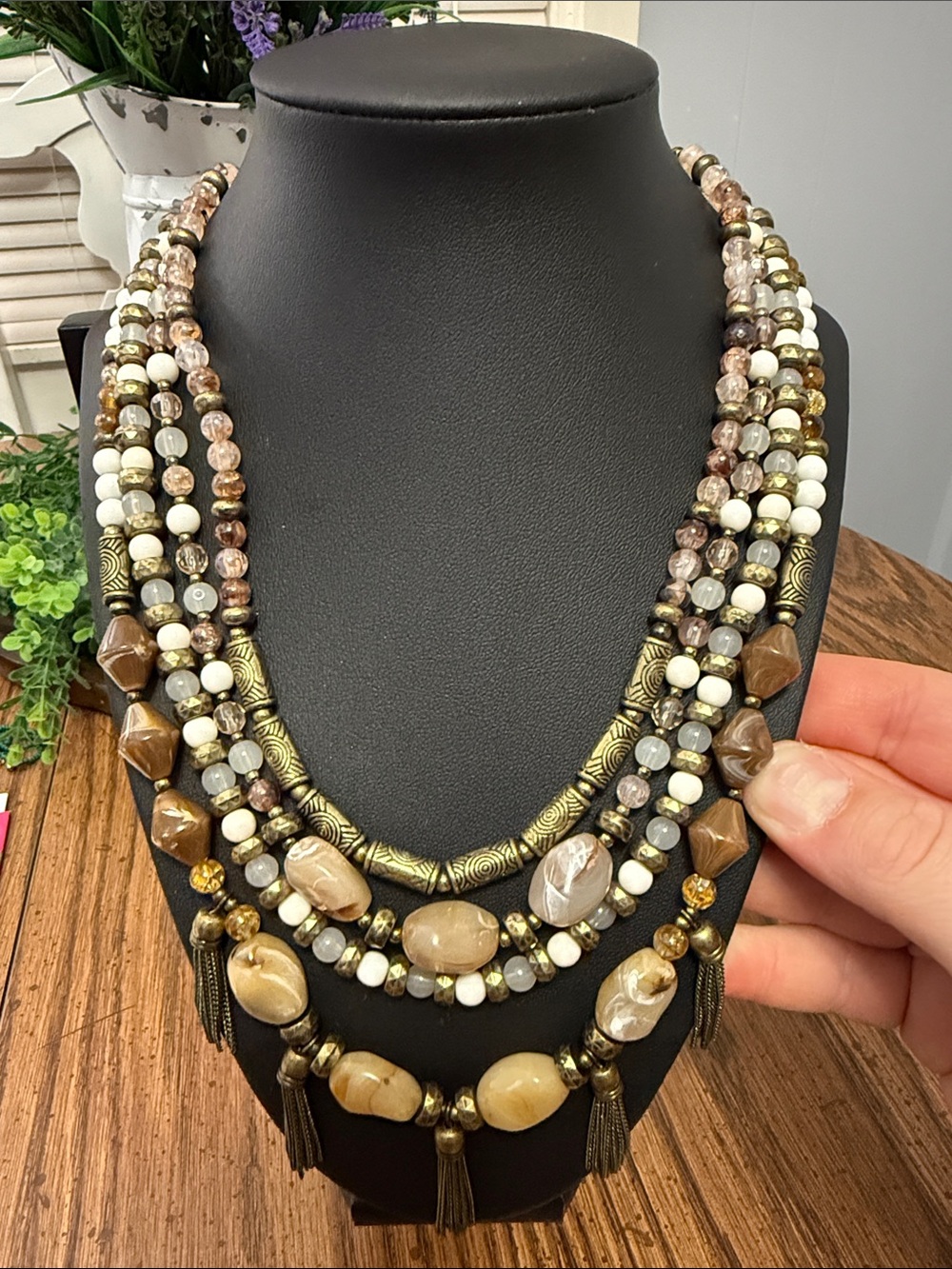 Brown tassel necklace
